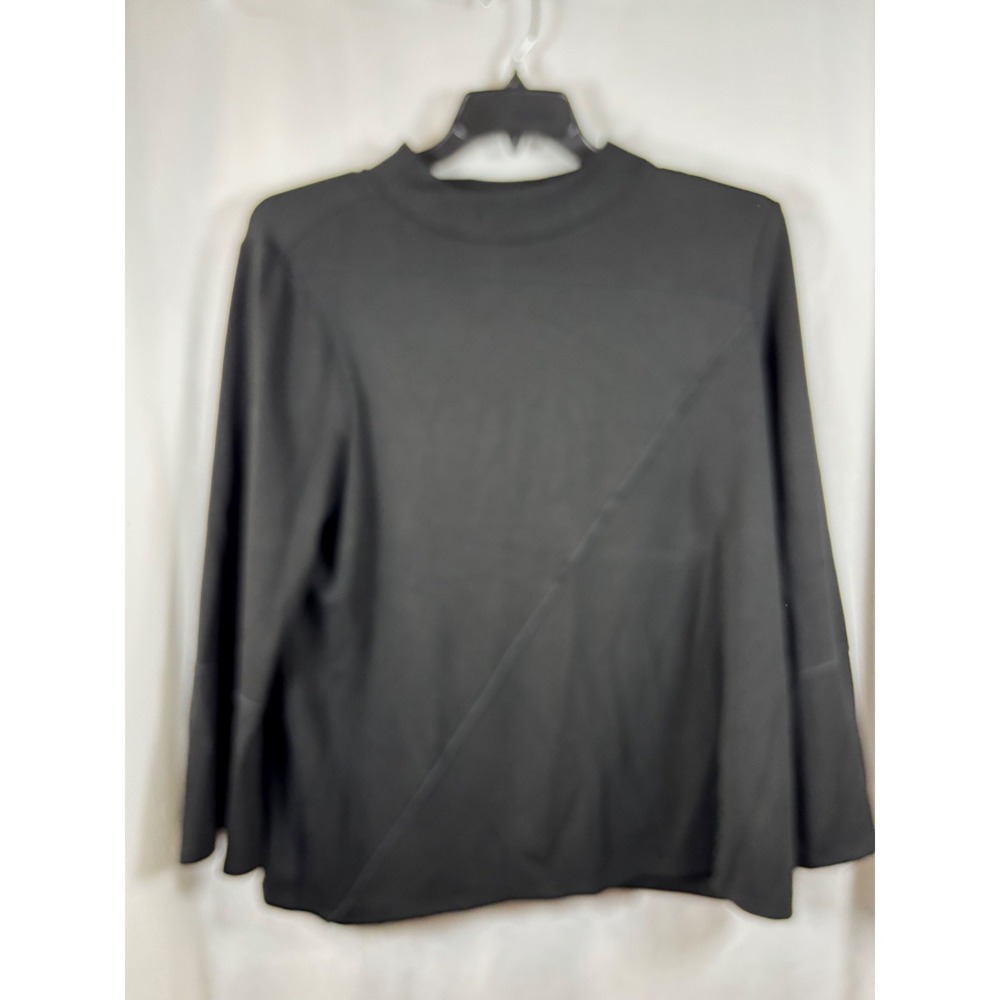 Weekends by Chico's Black Mock Neck Long Sleeve Top Diagonal Seam Size 3 -‎ XL